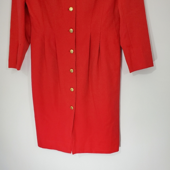 Diane Gilman Red 100% Wool Dress, Size 12 - Picture 4 of 14